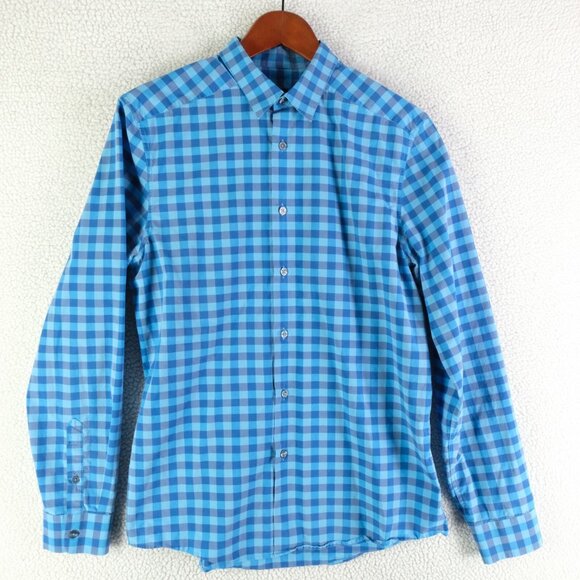 Paul Smith Shirt Womens Medium Blue Check Button Up Long Sleeve Preppy - Picture 1 of 9